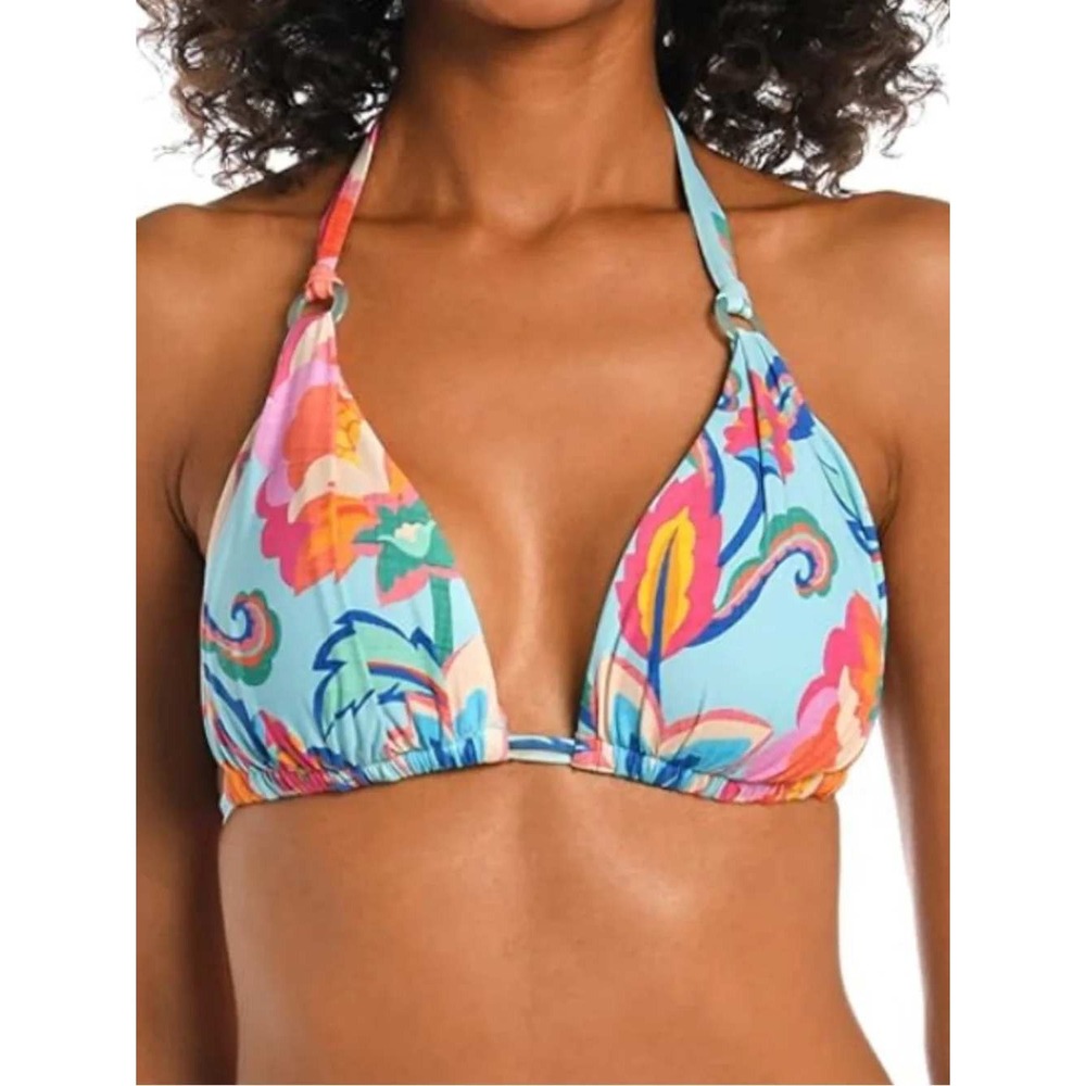 La Blanca Island Goddess Breezy Beauty Floral Triangle Bikini Top Sz 12 NWT